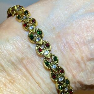 New Gold-Tone Multicolor Crystal Link Bracelet - Fashion Jewelry